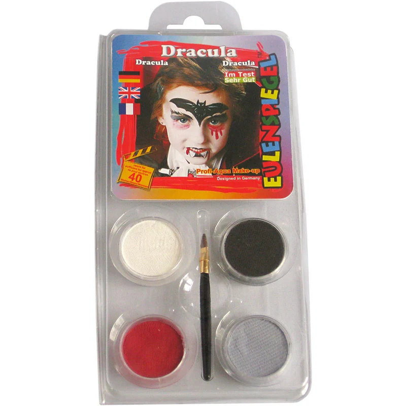 Eulenspiegel Ansiktsfärg - sminkset , Dracula, mixade färger, 1 set [HOB-76104]