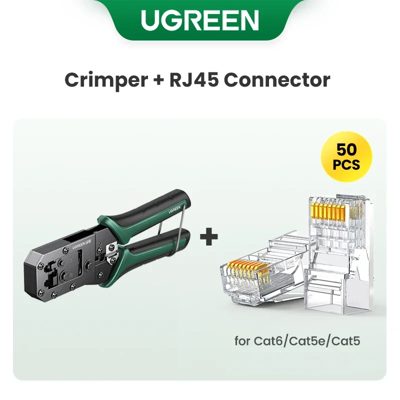 UGREEN RJ45 Crimper Tool NW136 | CAT6/7 Ethernet Cable Crimping Pliers | Cutter & Stripper | 8P/6P