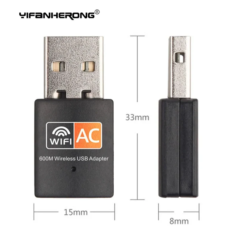 USB WiFi Adapter 600Mbps | Dual Band 2.4G+5G | AC600 Wireless Dongle for PC & Laptop | Windows & Mac
