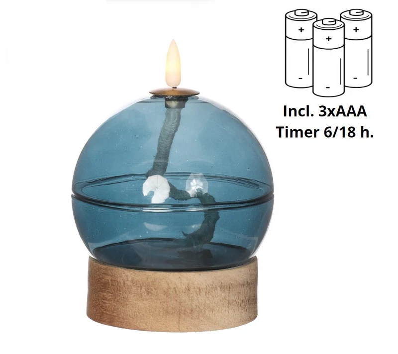 LED-oljelykta h16,5 Ø12 cm mörkblå (1 st) [IFS-32817]