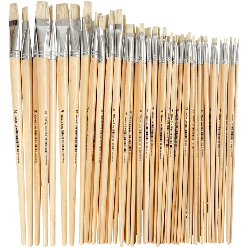 Natur Line Penslar, nr. 1+2+4+8+14+20, L: 27,5-33 cm, B: 5-19 mm, platta, 64 st./ 1 förp. [HOB-10549]