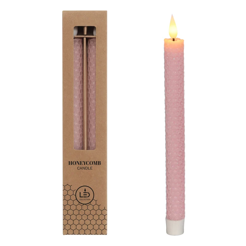 LED-vaxkaka ljus Ø2.2 h. 25cm rosa (Set om 2 st) [IFS-32684]