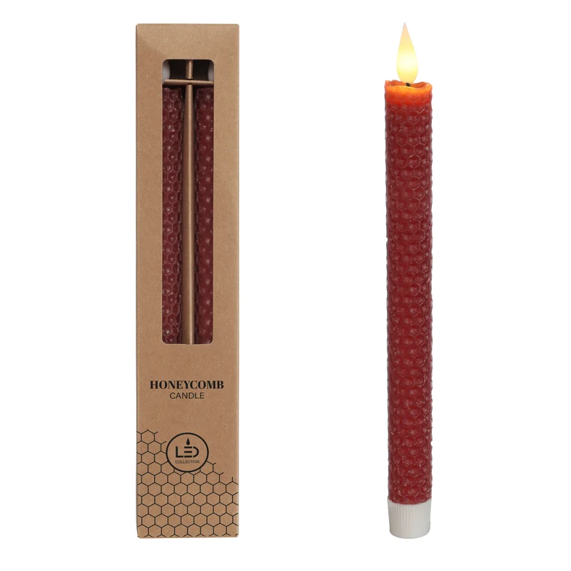 LED-vaxkaka ljus Ø2.2 h. 25cm vinröd (Set om 2 st) [IFS-32681]
