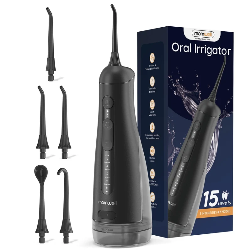 Portable Oral Irrigator | 5 Jet Tips | 5 Modes | 300ml | IPX7 Water Flosser