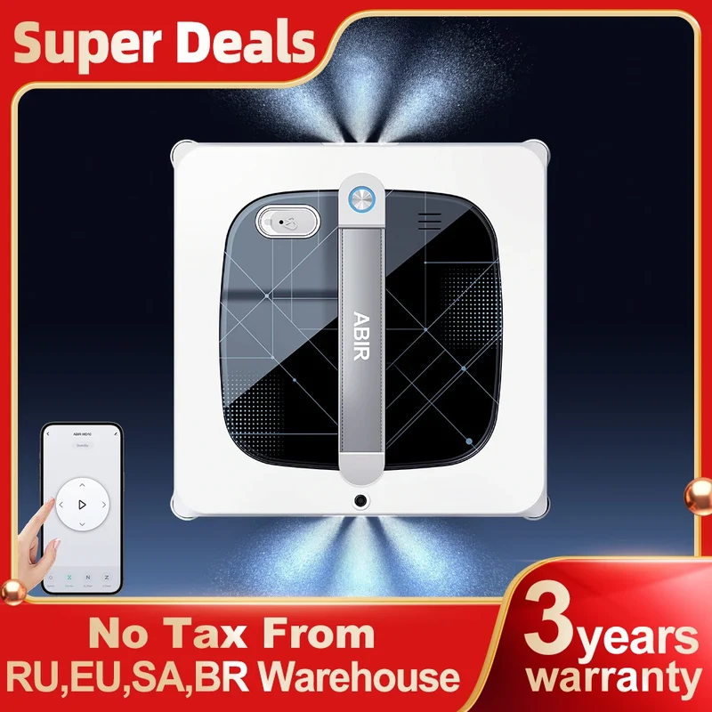 ABIR WD10 Window Cleaning Robot – Dual Roller Brushes, 10000Pa Suction, 6-Way Water Spray & Remote