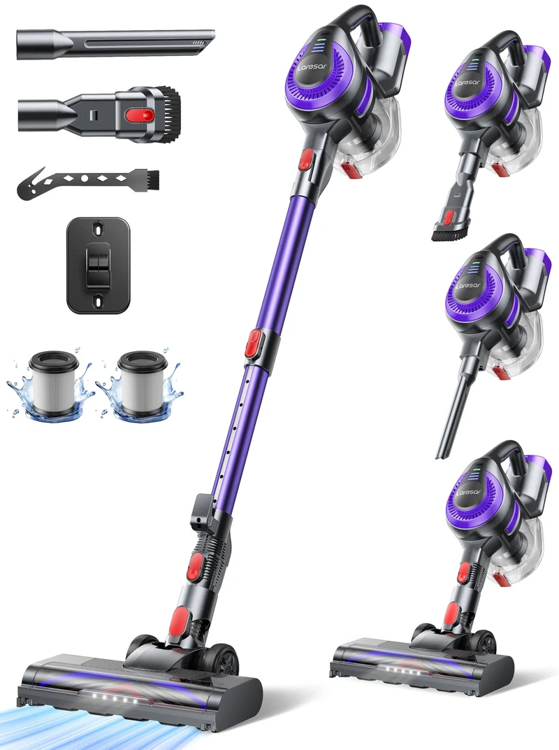 Laresar V10 Lite Cordless Vacuum Cleaner 38000Pa – 45 Min Runtime, EU Plug, for Carpets & Pet Hair