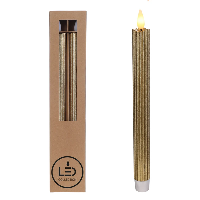 LED-blyertsljus Ø2,1 h. 25cm guld (Set om 2 st) [IFS-32592]