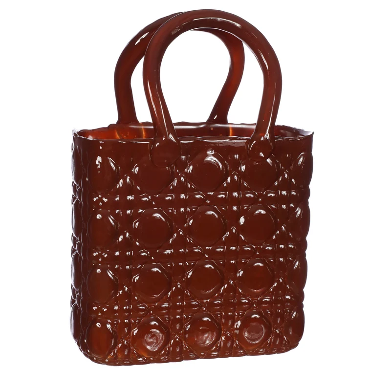 Handväska vas Elysee glashandtag L.19 x B.11 x H.28 cm mahogny (1 st) [IFS-37246]