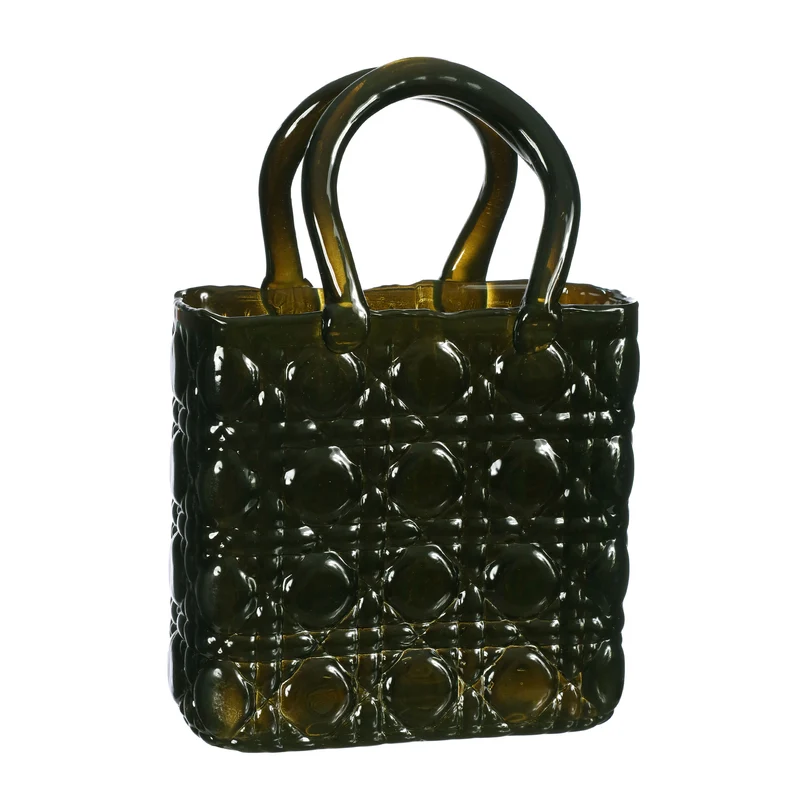 Handväska vas Elysee glashandtag L.19 x B.11 x H.28 cm mörkgrön (1 st) [IFS-37245]