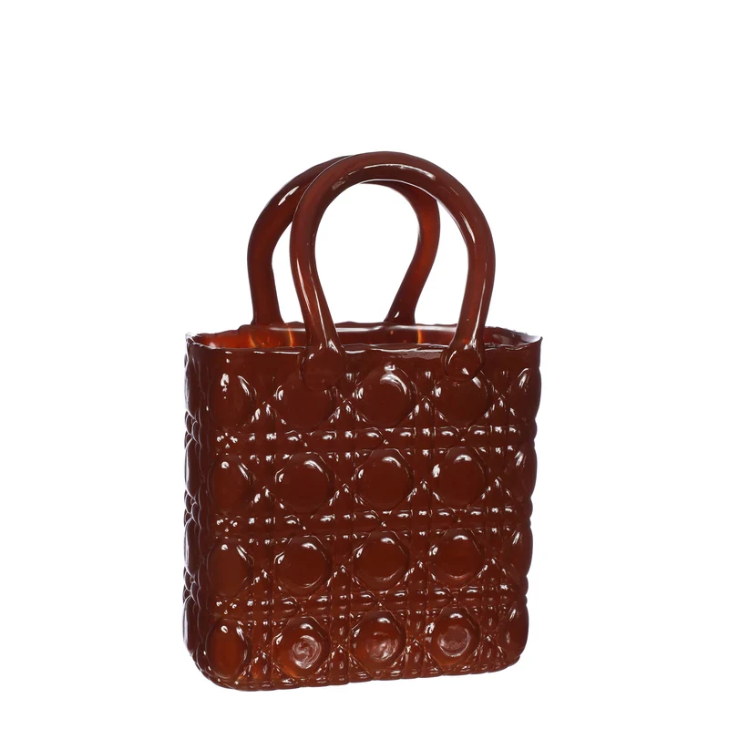 Handväska vas Elysee glashandtag L.14 x B.9,5 x H.22 cm mahogny (1 st) [IFS-37236]