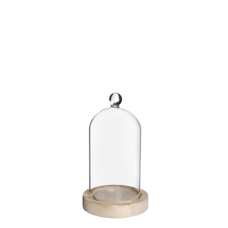 Glaskupa med glasknopp med träbas Ø10 h.17 cm (1 st) [IFS-29318]
