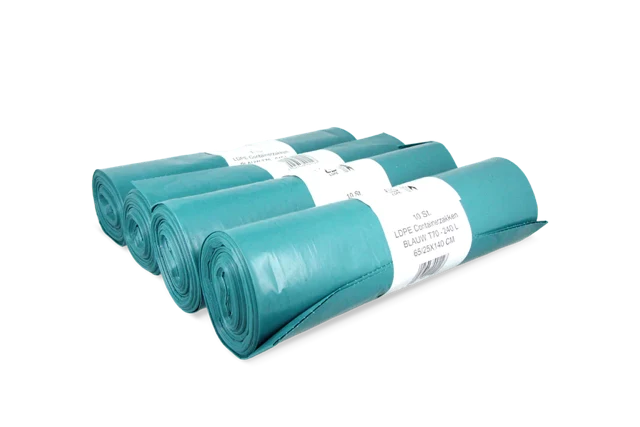 soppåse 240 liter 65/25x140cm 10 Rolls with 10 väskor blå (100 väskor) [TK-9988015]