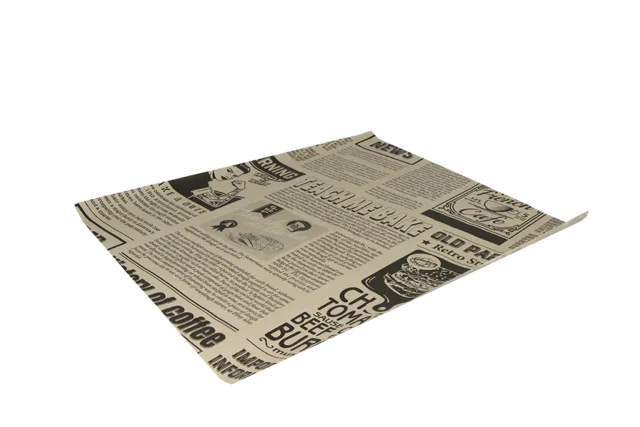 Hamburgare Omslagspapper greaseproof 33x38cm FSC®Mix tidning brun (2.000 st) [TK-9988204]
