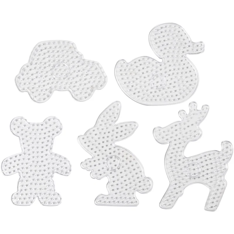 Pärlplattor, Nalle, bil, ren, anka och kanin, stl. 16x19,5-19x24 cm, JUMBO, klar, 5 st./ 1 förp. [HOB-75323]