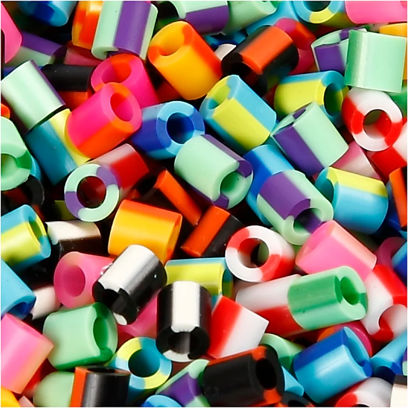 Rörpärlor, stl. 5x5 mm, Hålstl. 2,5 mm, medium, ränder, 1100 mix./ 1 förp. [HOB-752101]