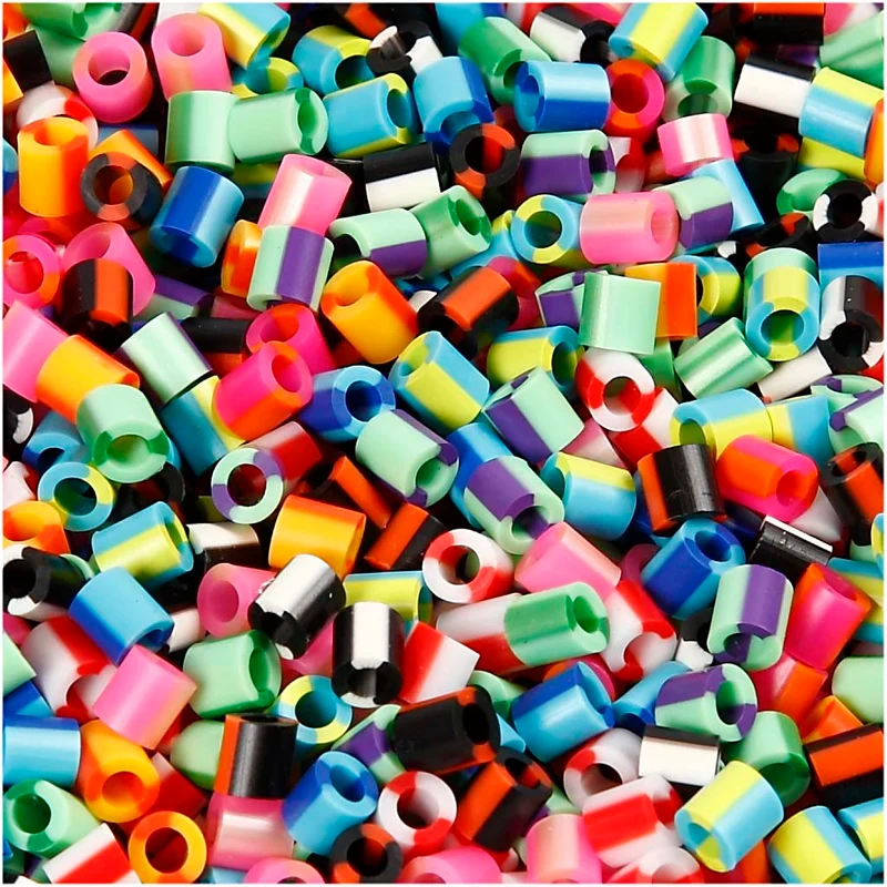 Rörpärlor, stl. 5x5 mm, Hålstl. 2,5 mm, medium, ränder, 10000mix./ 1 förp. [HOB-75210]