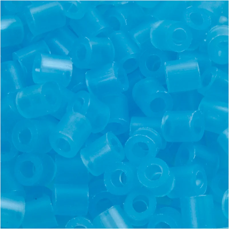 Rörpärlor, stl. 5x5 mm, Hålstl. 2,5 mm, medium, neonblå (32235), 6000 st./ 1 förp. [HOB-751291]