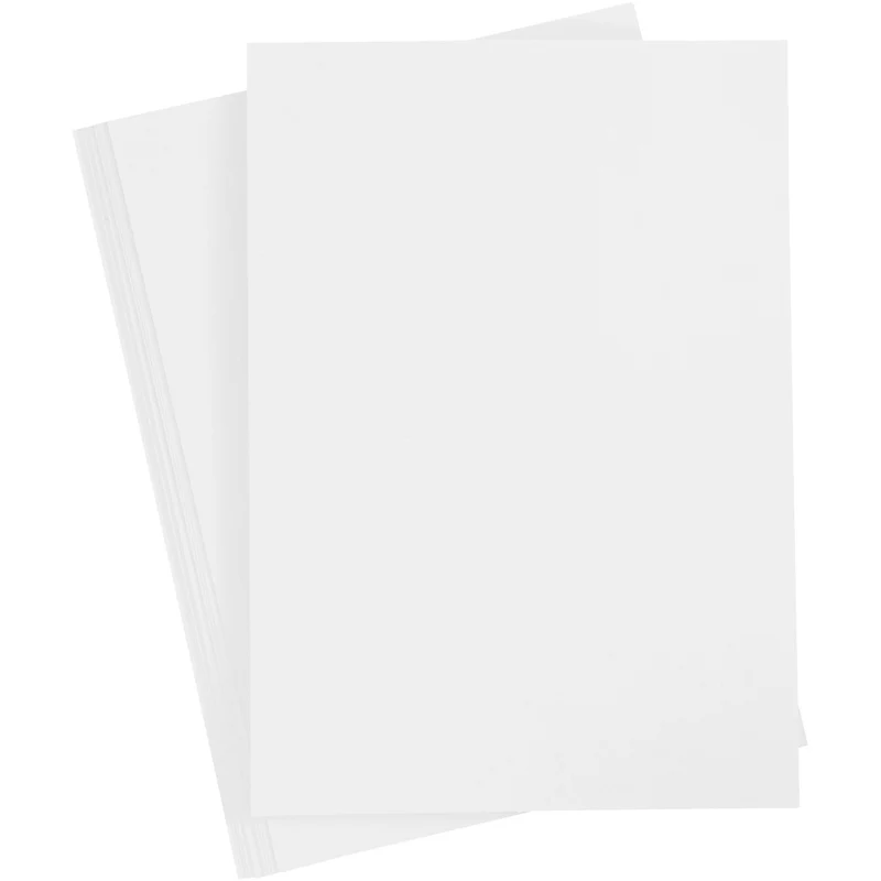 Färgad kartong, A4, ark 210x297 mm, 210-220 g, vit, 10 ark/ 1 förp. [HOB-21437]