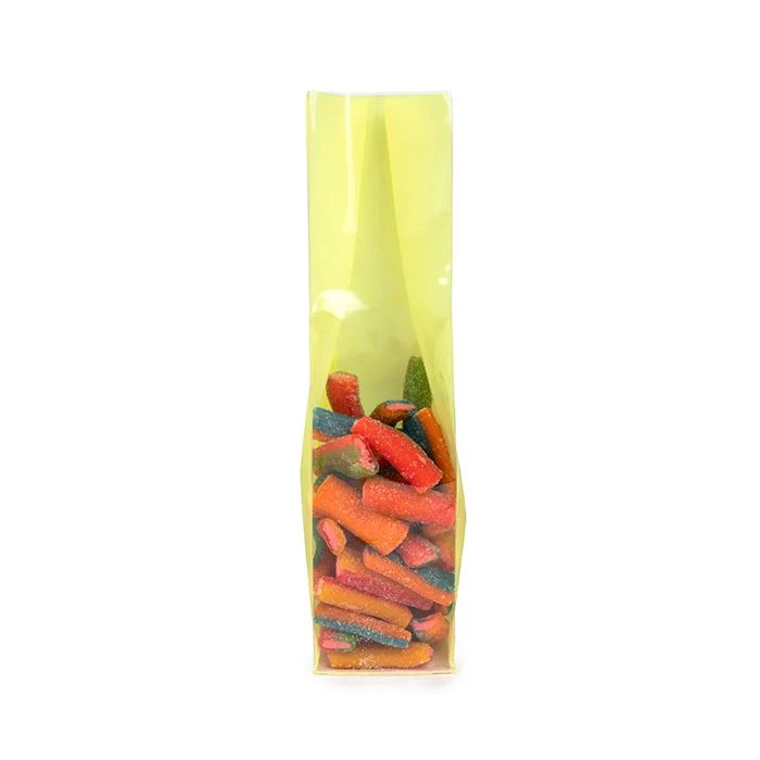 Blockbottenpåsar Neon Gul 5,1x5,1x21 cm med pappersinsats (100 St) [FGPB11NY]