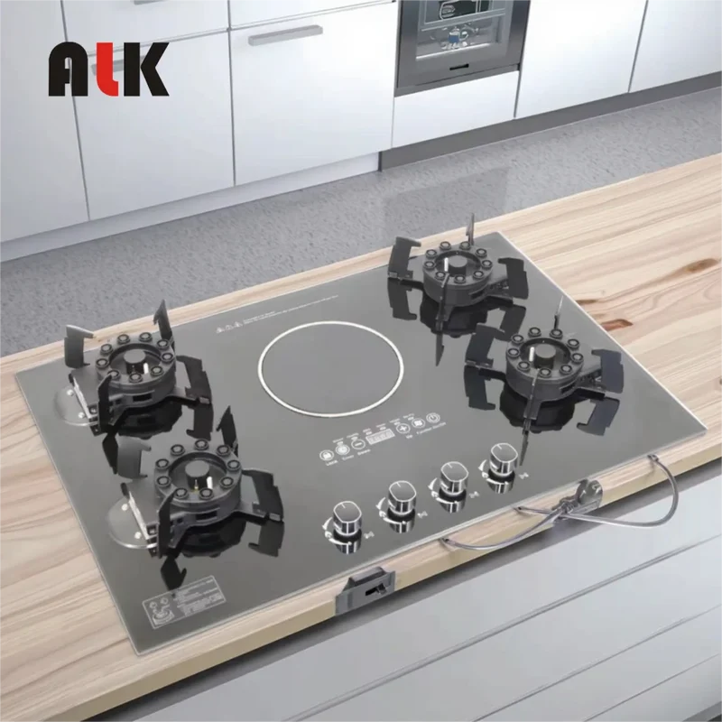 ALK 5-Burner Built-In Gas & Electric Cooktop – 36" Ceramic Glass, 220V