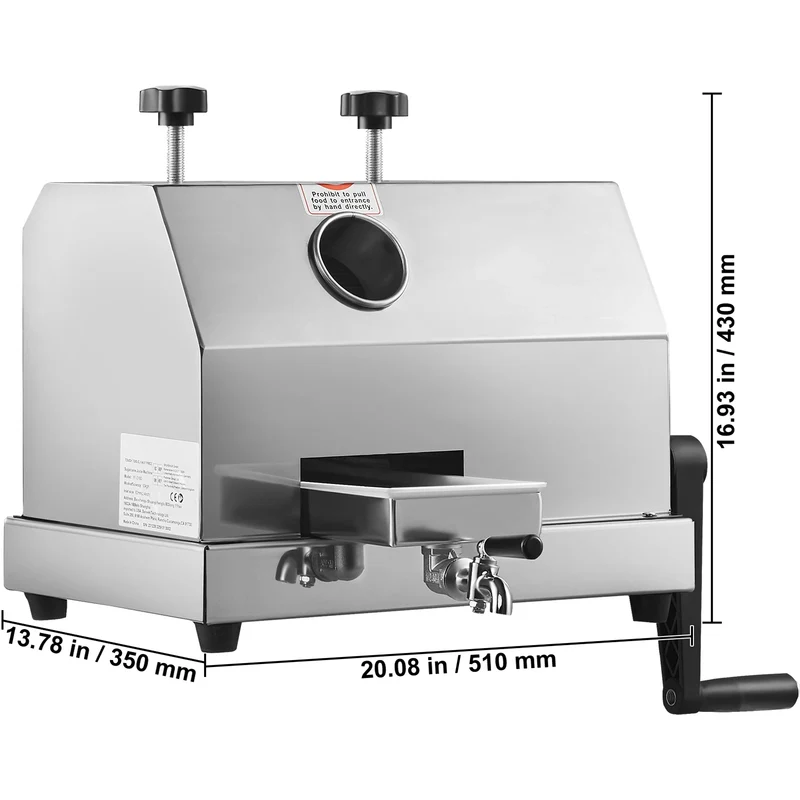 SucceBuy Commercial Sugar Cane Juicer – 110LBS/H, 3 Stainless Steel Rollers