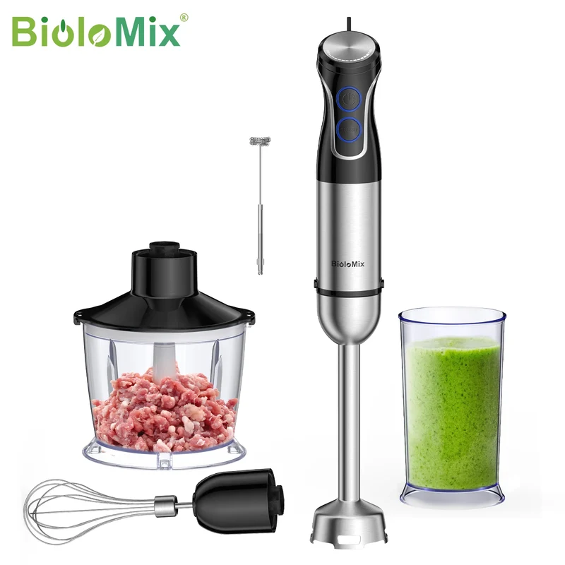 BioloMix 5-in-1 1500W Immersion Hand Blender – Stainless Steel Food Processor
