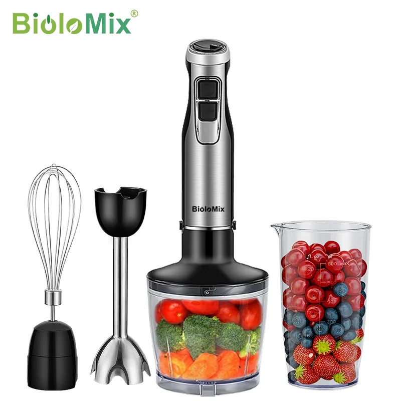 BioloMix 4-in-1 1200W Immersion Hand Blender – Chopper, Smoothie Cup & Ice Blades