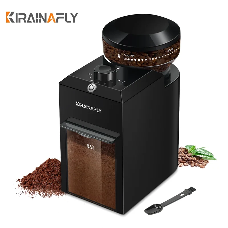 KIRAINAFLY Electric Burr Coffee Grinder – 28 Grind Settings for Espresso & Drip