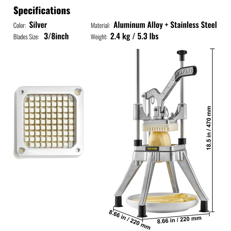 SucceBuy Professional Food Dicer | French Fry & Vegetable Cutter | Stainless Steel | EU Stock