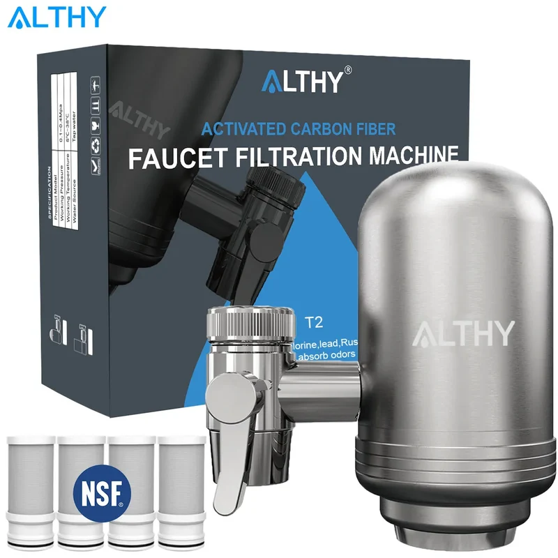 ALTHY Stainless Steel Faucet Water Filter – NSF Certified, Reduces Lead, Chlorine & Bad Taste