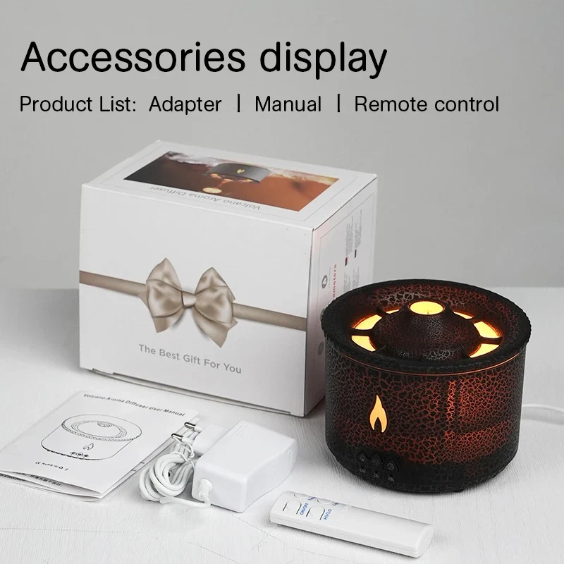 KINSCOTER Volcano Flame Aroma Diffuser & Humidifier 360ml – Jellyfish Smoke Ring Effect