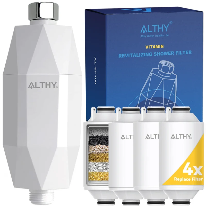 ALTHY Vitamin C Shower Filter – Reduces Chlorine & Heavy Metals, Improves Skin & Hair