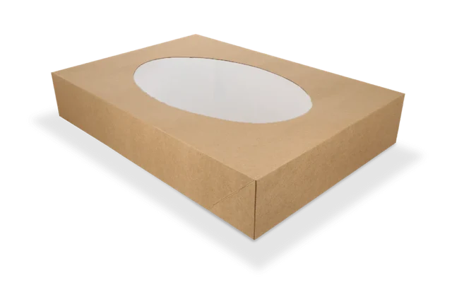 Cateringlådor kraft 46x32x8cm med fönster (50 st) [TK-9987699]