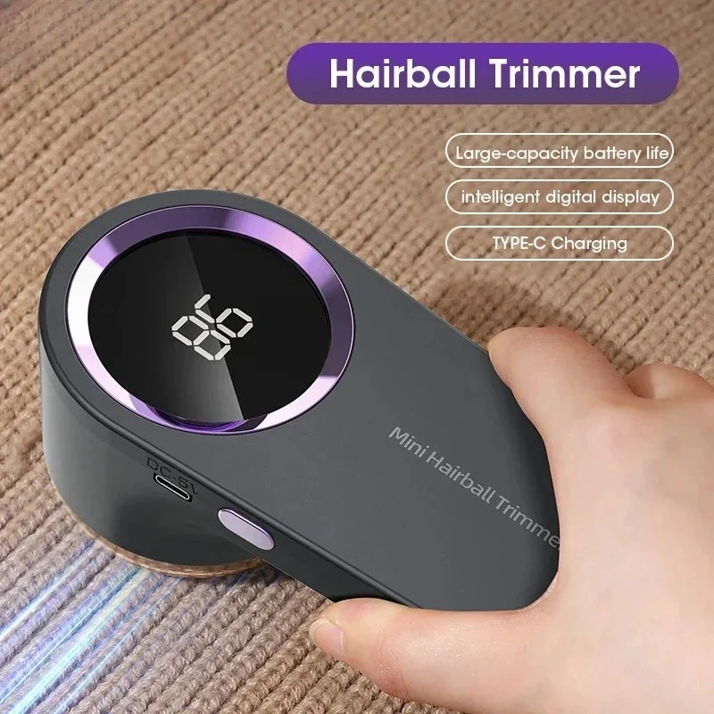 Electric Lint Remover — Smart LED Digital Display, USB Charging, Portable Fabric Hair Ball Trimmer