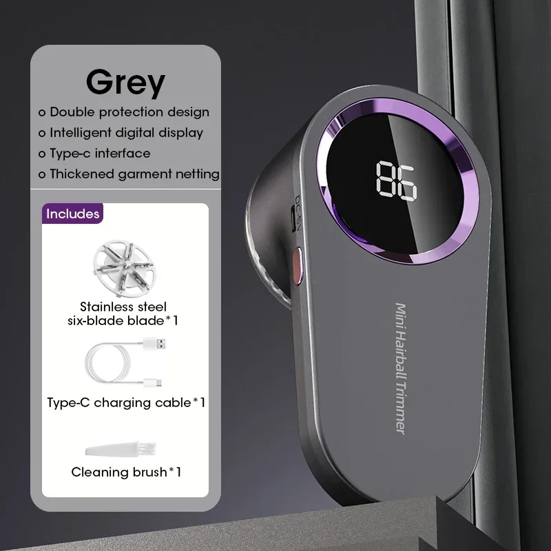 Electric Lint Remover — Smart LED Digital Display, USB Charging, Portable Fabric Hair Ball Trimmer