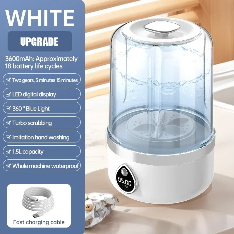 Mi Portable Mini Washing Machine 1.5L — Wireless Underwear & Socks Cleaner, LED Laundry Bucket