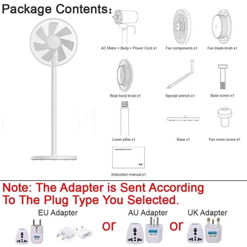 Xiaomi MIJIA Floor Fan — 7 Blade, 90° Wide-Angle Oscillation, Mi Home APP Control, Wired