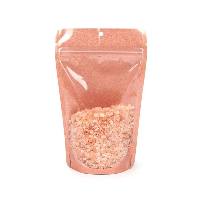 Stå upp påsar Transparant/Glitter Roséguld13x7,9x20,6 cm (100 St) [ZBG3GLRG]