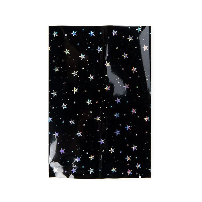 Plastpåsar Svart med holografiska stjärnor 10,2x15,2 cm Förseglingsbar av värme (25 St) [SVP46HB]