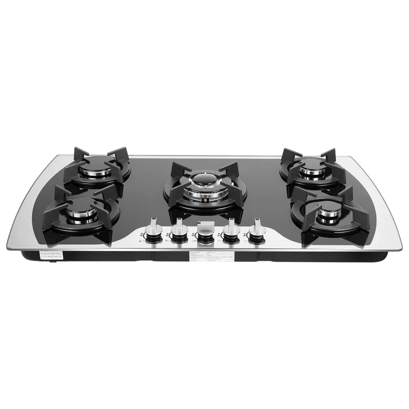 5-Burner Gas Cooktop | Al-Alloy | Tempered Glass | Built-in | Domestic & Commercial