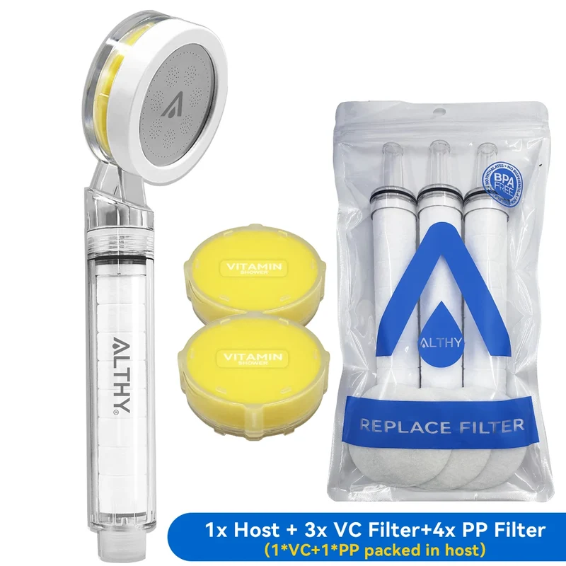 ALTHY Vitamin C Handheld Shower Head Filter – High Pressure SPA Softener, Reduces Hair Loss & Dry Skin