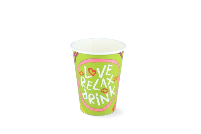 Milkshake-bägare kartong liten 360ml Ø9 cm 12oz grön FSC®Mix (500 st) [TK-9987533]