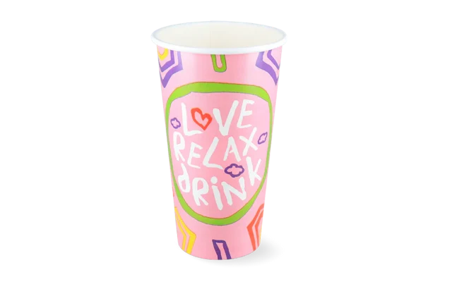 Milkshake-bägare kartong stor 560ml Ø9 cm 20oz Rosa FSC® (500 st) [TK-9987535]