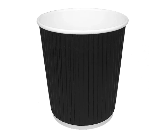 kaffekopp 230cc 8oz Ø8 cm Rippel Svart (500 st) [TK-9987545]