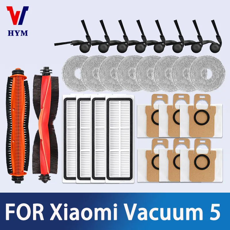 Xiaomi Robot Vacuum 5 / OV31GL Replacement Parts | Main Brush, Side Brush, HEPA Filter, Mop, Dust Bag