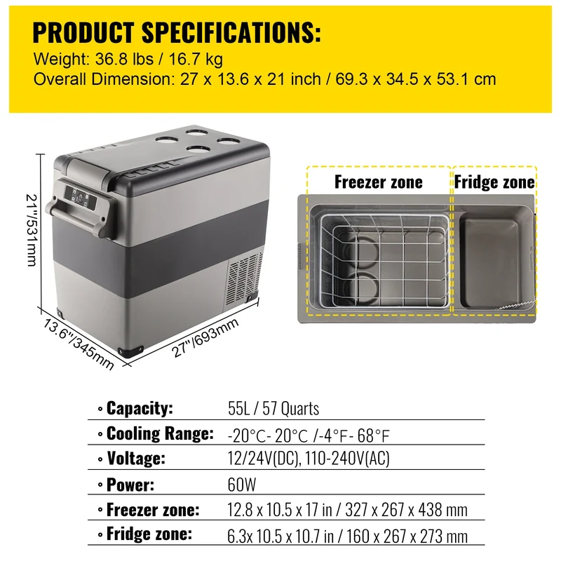 SucceBuy Portable Car Refrigerator & Freezer | 20–55L | DC 12V/24V & AC 110-240V | EU Stock