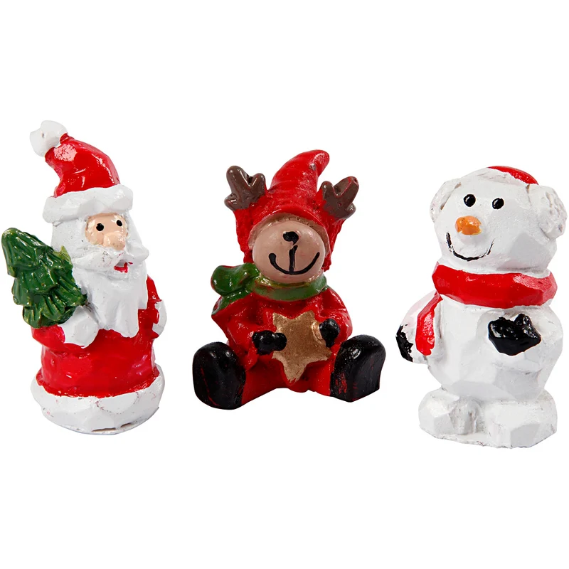 Minifigurer, jultomte, ren och snögubbe, H: 35 mm, L: 10 mm, 3 st./ 1 förp. [HOB-69840]