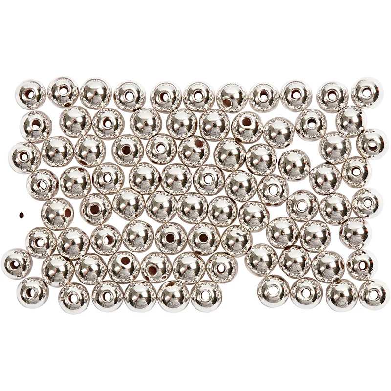 Vaxpärlor, Dia. 4 mm, Hålstl. 0,7 mm, silver, 150 st./ 1 förp. [HOB-698341]
