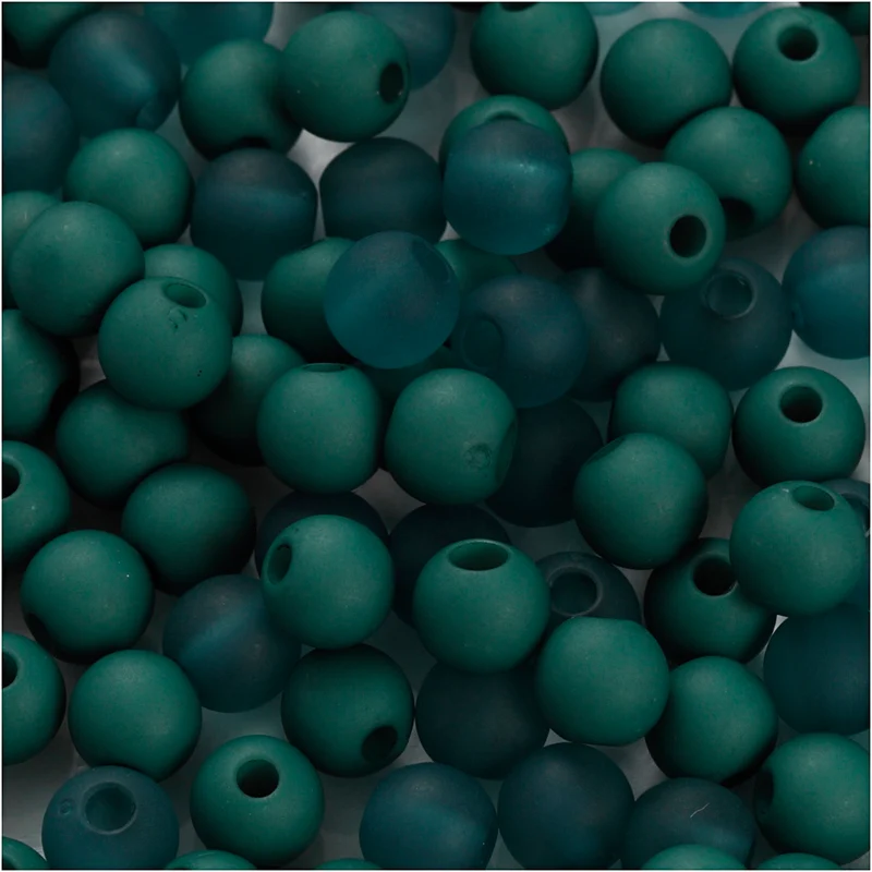 Plastpärlor, Dia. 6 mm, Hålstl. 2 mm, ca. 150 st., flaskgrön, 40 g/ 1 förp. [HOB-69595]