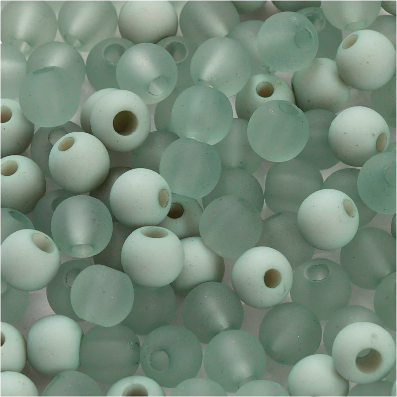Plastpärlor, Dia. 6 mm, Hålstl. 2 mm, ca. 150 st., ljusgrön, 40 g/ 1 förp. [HOB-69594]